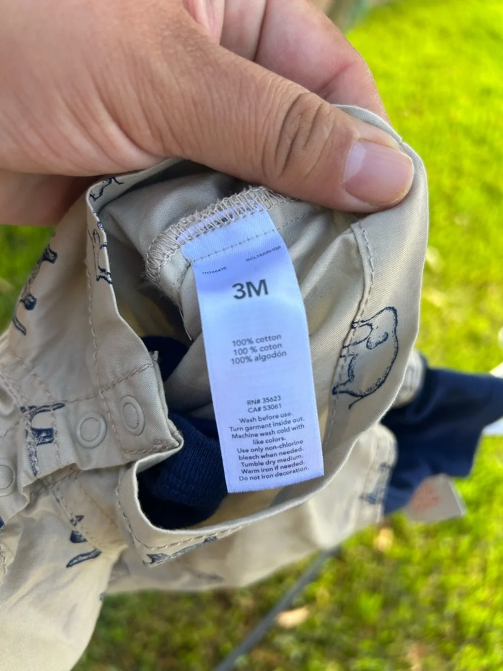 Carter's Navy Polo with Tan Elephant-Print Short Overalls
